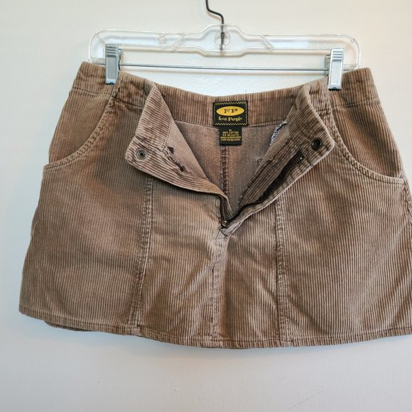 Free People Mini Skirt Corduroy Tan Medium - Picture 5 of 8